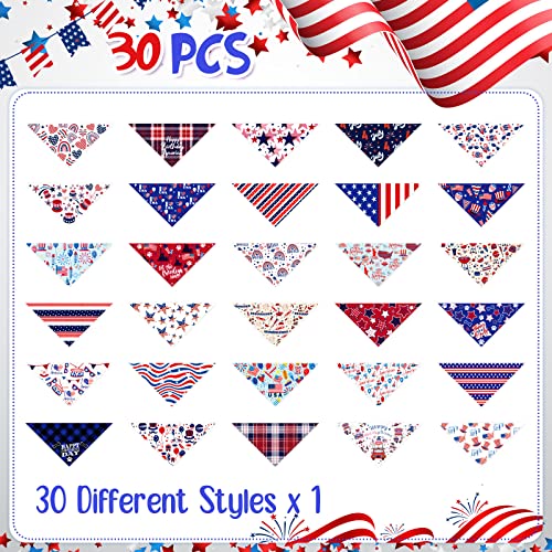 30 Pcs 4Th Of July Day Dog Bandanas Patriotic Dog Bibs American Flag Pet Costume Adjustable Dog Cat Holiday Outfit Washable Triangle Scarf Kerchief For Small To Medium Pet #TOP1