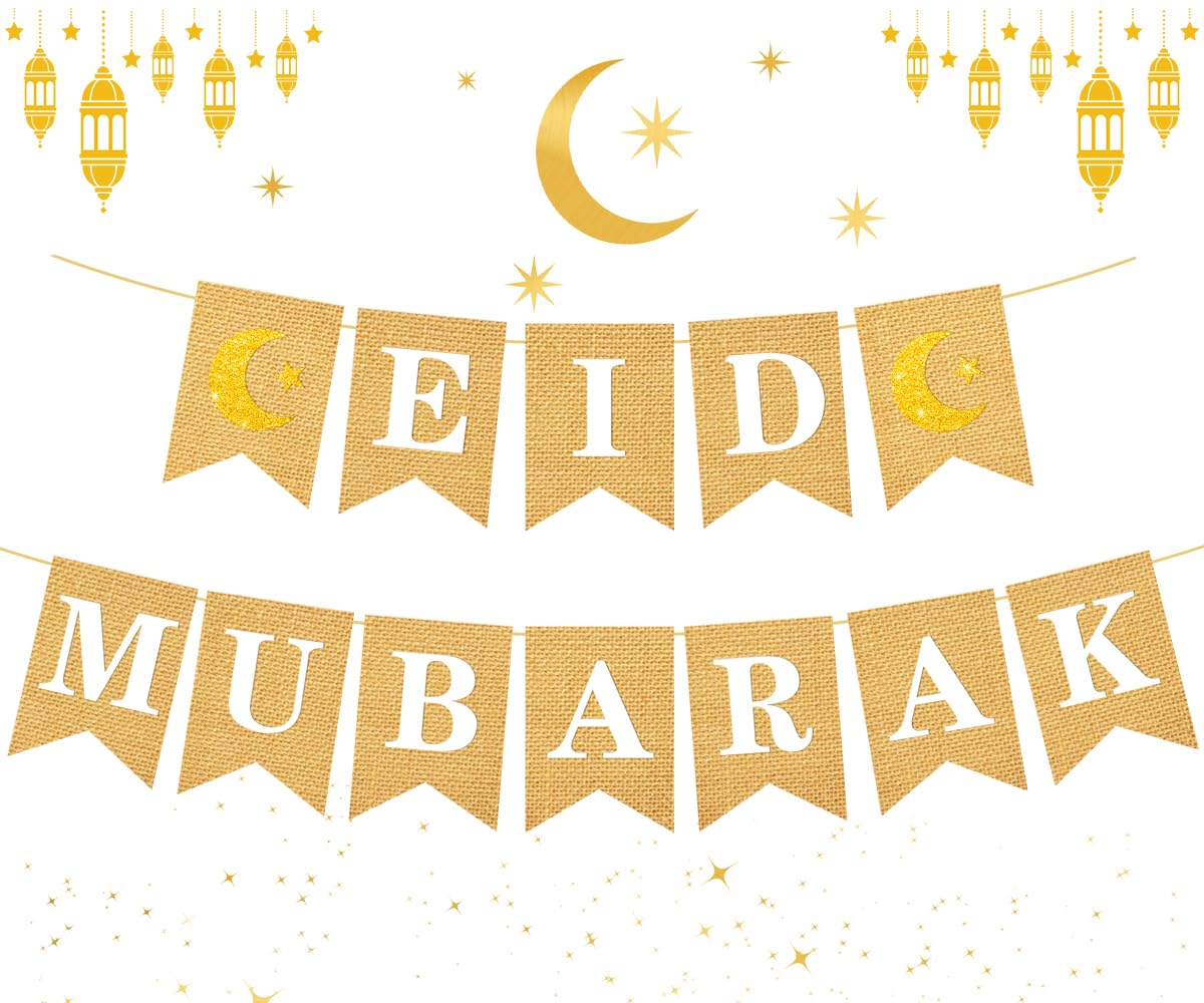 Eid Mubarak Banner voor Eid Mubarak Feestdecoraties Benodigdheden Ramadan Home Mantel Openhaarddecoratie Ramadan Kareem Eid Festival Feestdecoratie
