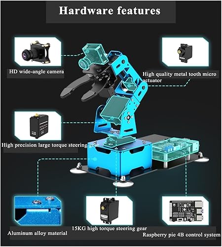 Miniatura 3 de Brazo mecánico robótico 4 DOF para Ras-pberry Pie, AI reconocimiento visual gráfico inteligente clasificación Python brazo robot programable