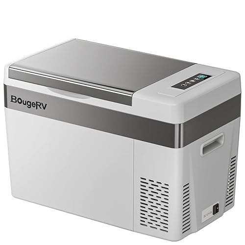BougeRV 12 Volt Refrigerator With Cover 12V Car Fridge 30 Quart Portable Freezer Compressor Cooler Compressor Freezer, 12/24V DC 110~240V AC, -8℉~50℉ for Truck RV SUV