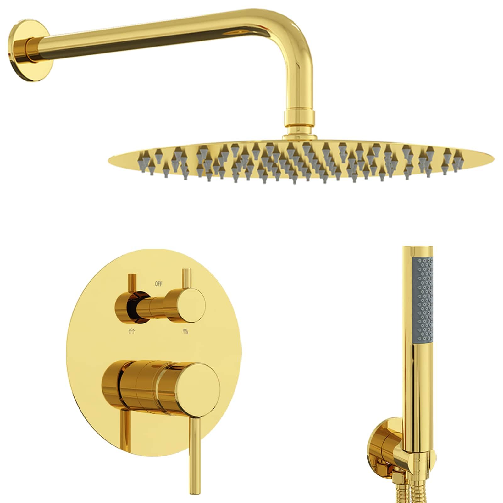 Sistema doccia da incasso con doccia a pioggia e doccetta, in acciaio inox 201, set doccia rotondo per bagno, con valvola miscelatrice