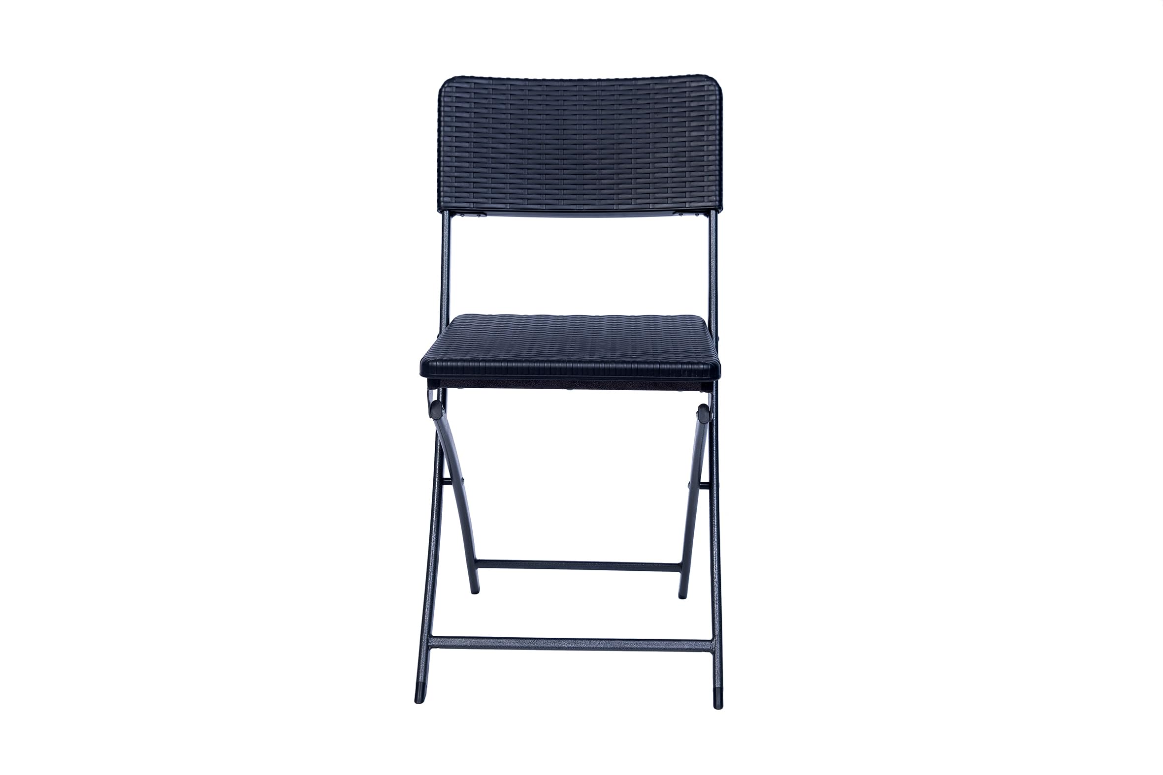 METRO Professional Sedia pieghevole da esterno, acciaio/polietilene, aspetto rattan, resistente alle intemperie, nera