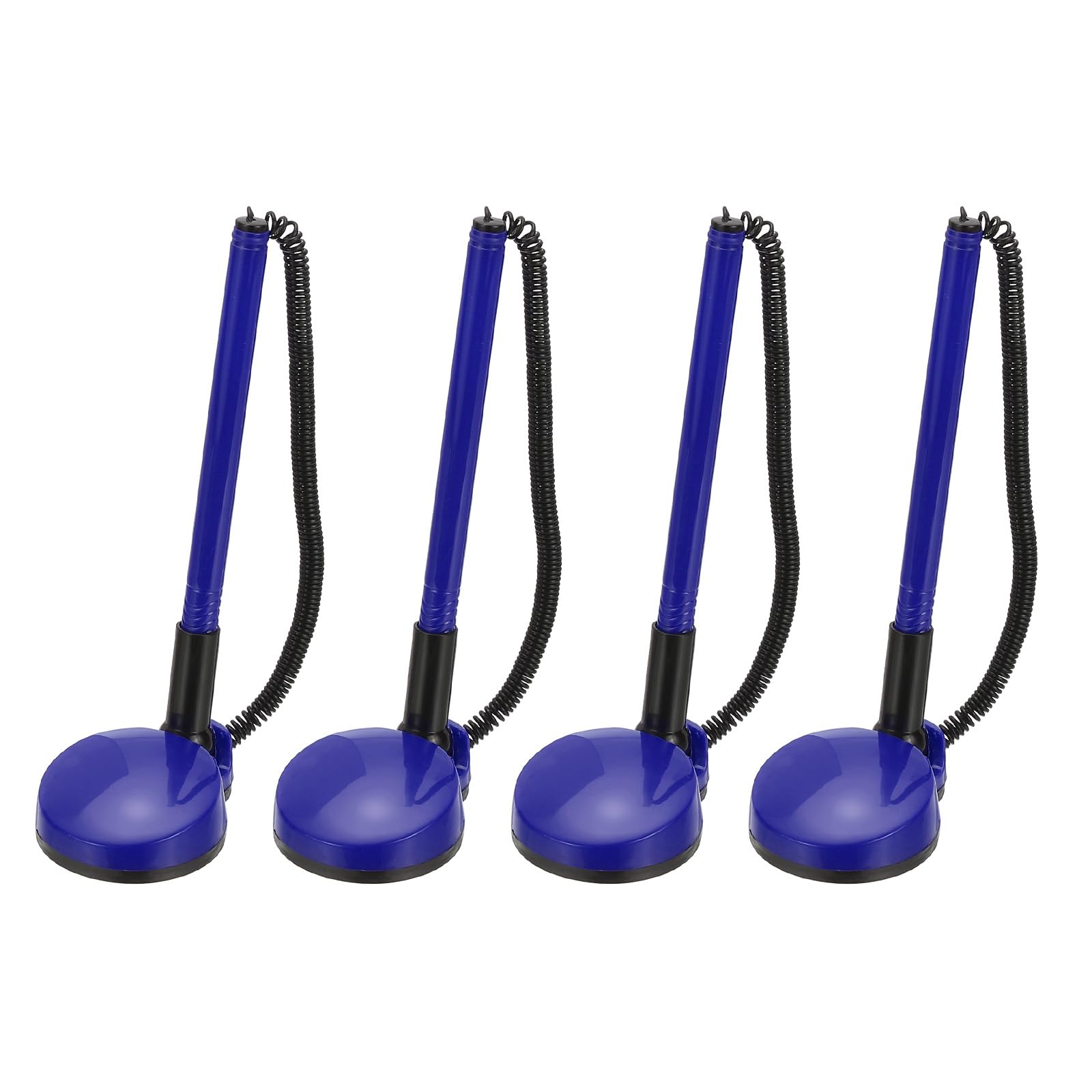 PATIKIL 4 Pcs Secure Ballpoint Pen with Adhesive Chain and Security Pen Holder, Dark Blue Ink, Round Base, Office Home Supplies