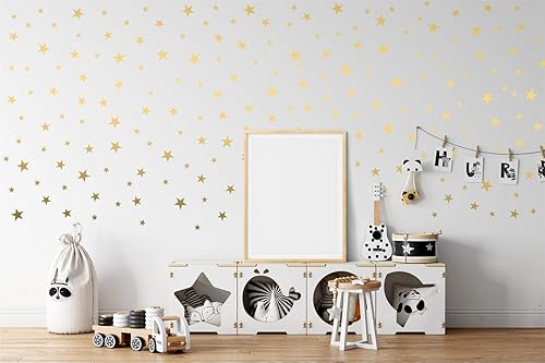 Miniatura 2 de Calcomanías de pared con estrellas doradas, removibles, fáciles de despegar, para decoración del hogar, paredes pintadas de vinilo metálico
