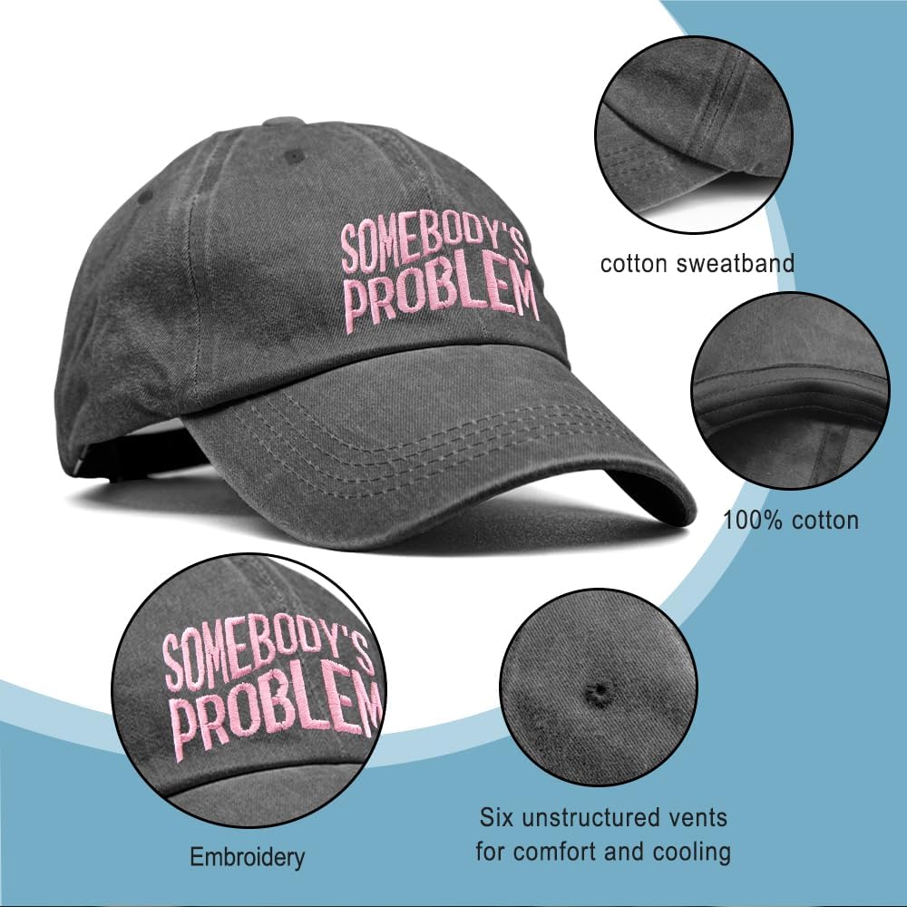 Embroidery Adjustable Classic Washed Distressed Baseball Hats for Women, Funny Baseball Cap for Women Friend Family