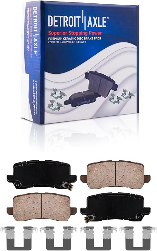 Pastilhas de freio traseiras cerâmicas Detroit Axle P-1698 para Acura RLX 2014–2020 e Acura TLX 2015–2020 – Kit com 2 unidades