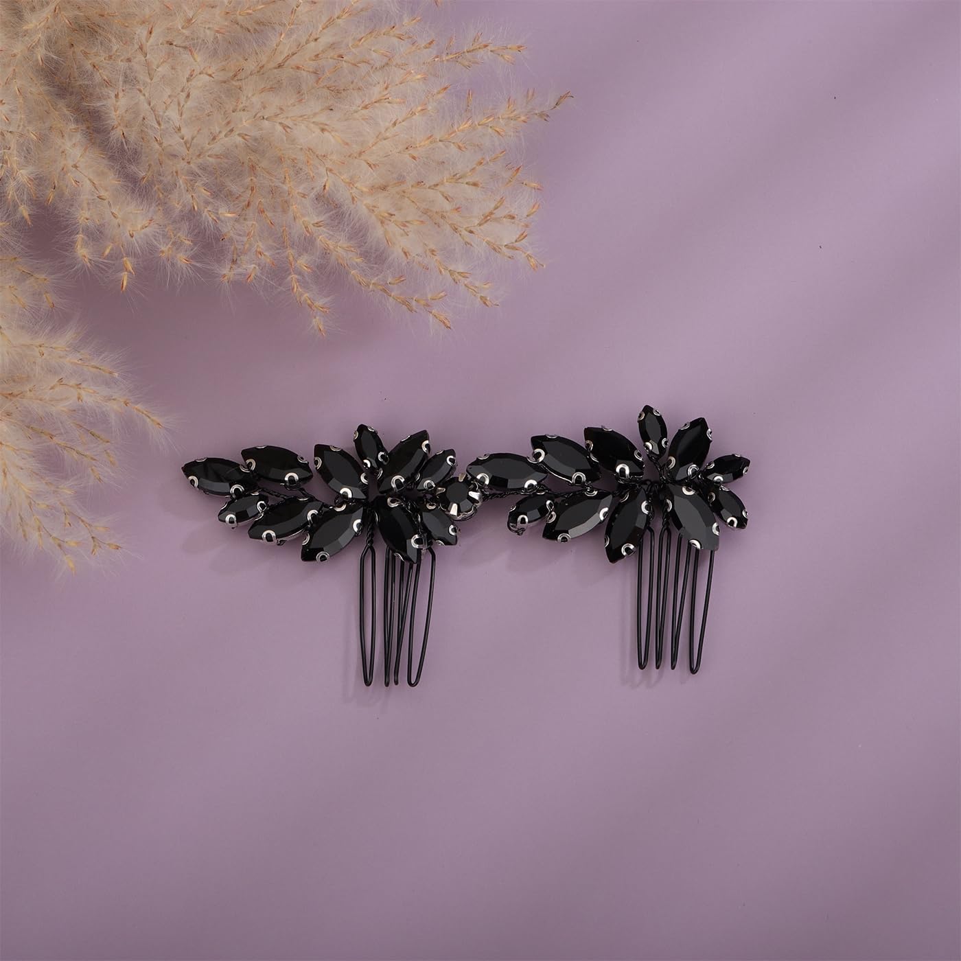 Kercisbeauty Vintage Black Rhinestones Beads Hair Combs Set for Women Girls Hair Styling Hair Piece - Image 3