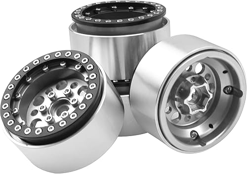 ShareGoo - Paquete de 4 rines de aleación de aluminio de 1.9 pulgadas, compatibles con Traxxas TRX4 Axial SCX10 RCAWD D90 D110 Tamiya CC01 110 RC