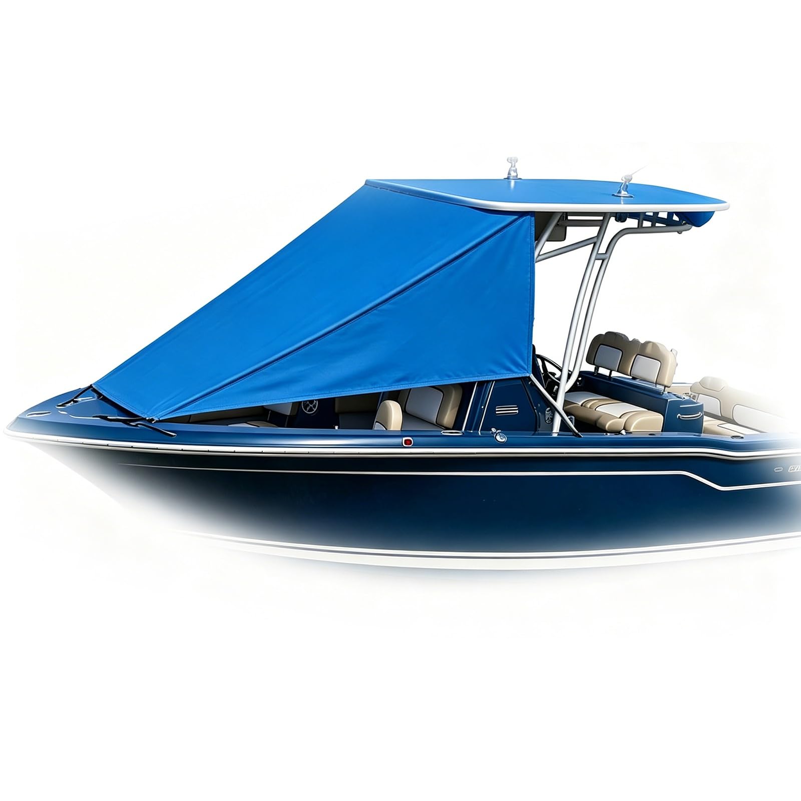 Adjustable T-Top Boat Bimini Top Shade Cover, Waterproof UV Protection Canopy, 7 Colors Optional, Universal Replacement Awning for Most Center Console Boats(Blue,200x245cm)