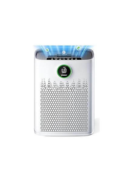 Air Purifiers for Home Large Room, Cover Up to 2400 Ft² with True HEPA Filter, Smart Mode, PM2.5 Air Quality Display, 22dB Sleep Mode, Aromatherapy with 2X-Purification & 360°Air Outlet, HAP603, White