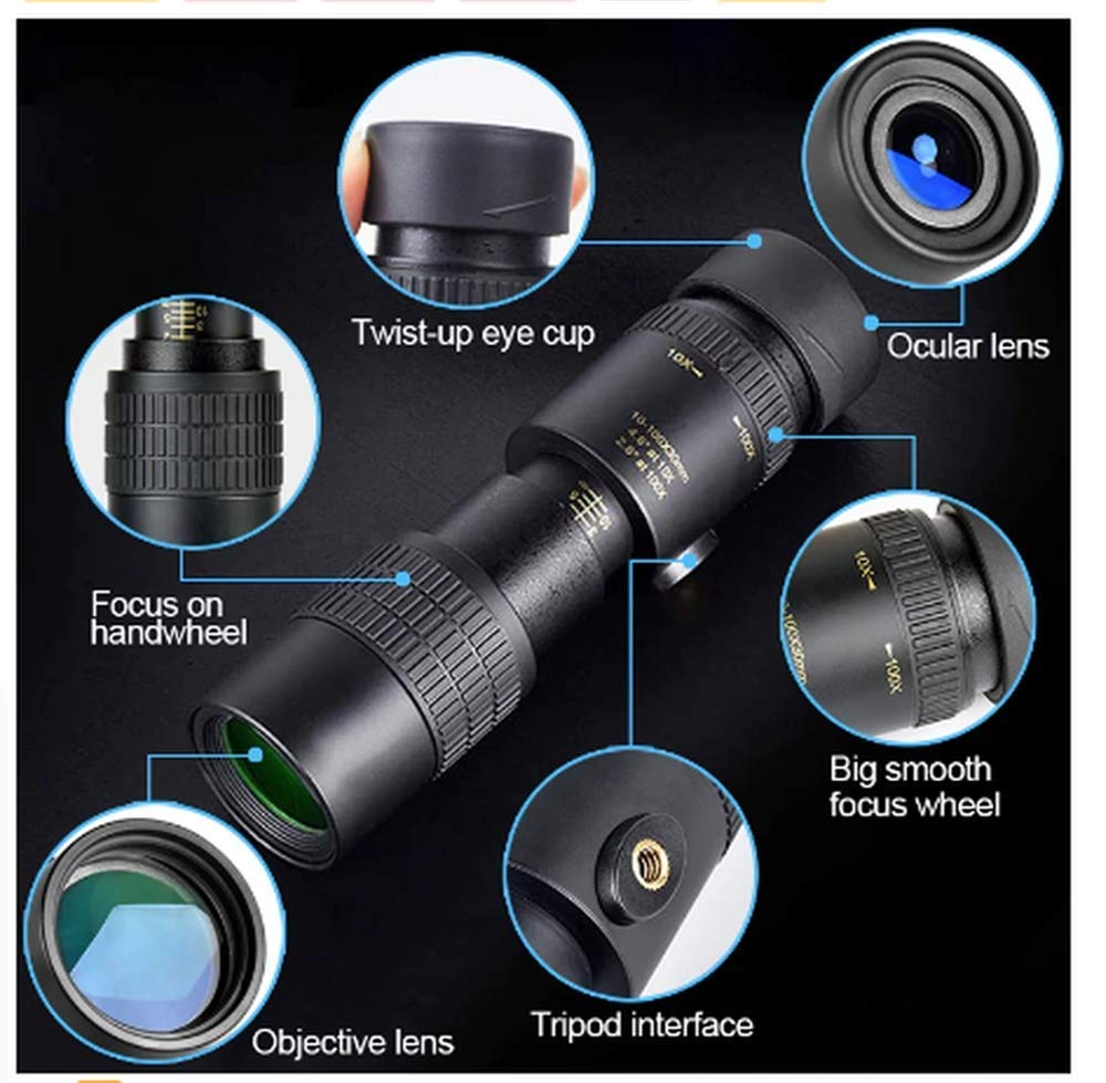 Monoculare impermeabile antiappannamento con supporto per smartphone e treppiede per birdwatching/caccia/campeggio/viaggio/escursionismo (con treppiede e clip), telescopio monoculare con zoom super