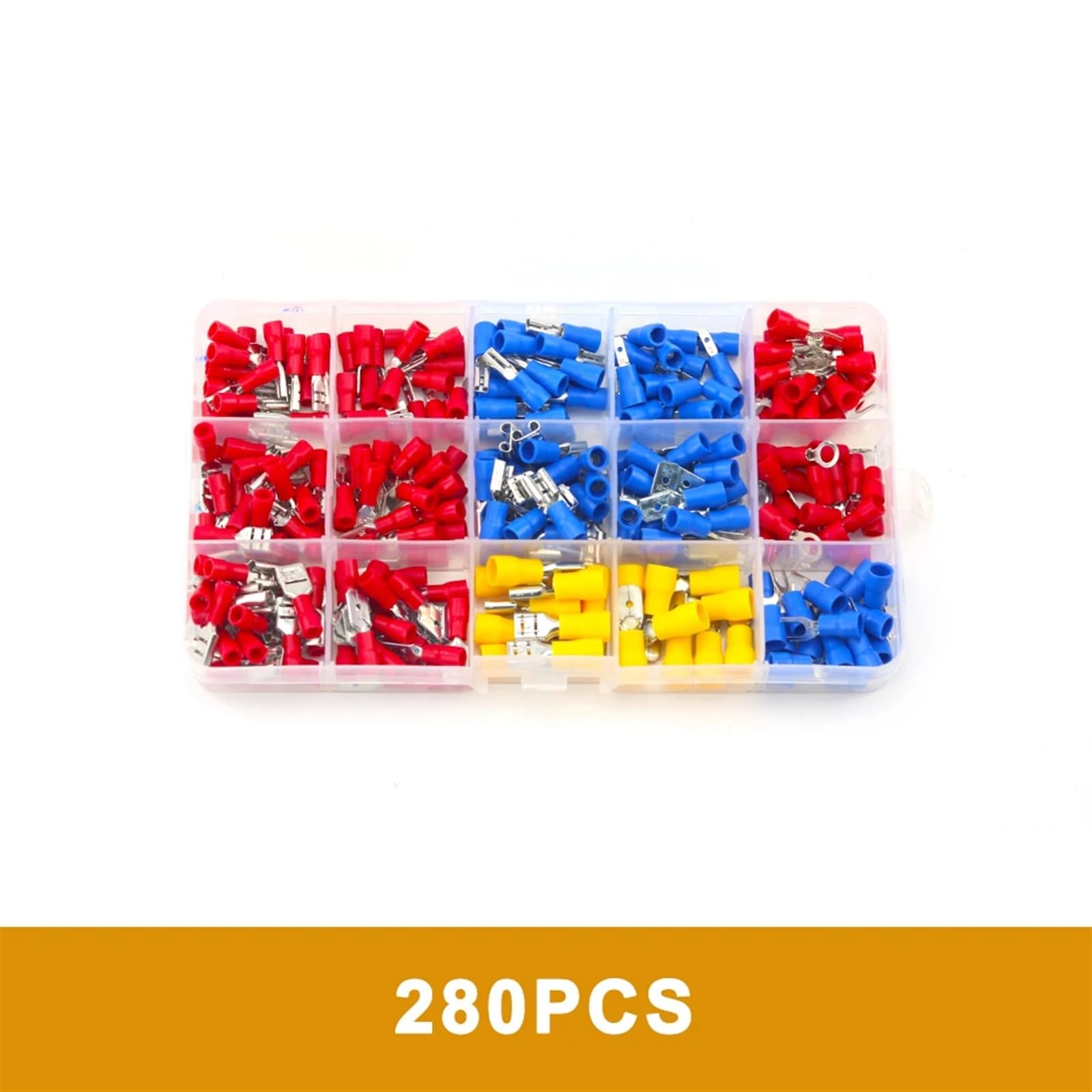 Assortiment de cosses à Pelle, connecteur de câble isolé, Fil électrique, sertissage, Anneau Bout à Bout, Fourchette, cosses, Kit roulé, 280/480/720/1200 pièces(280Pcs)