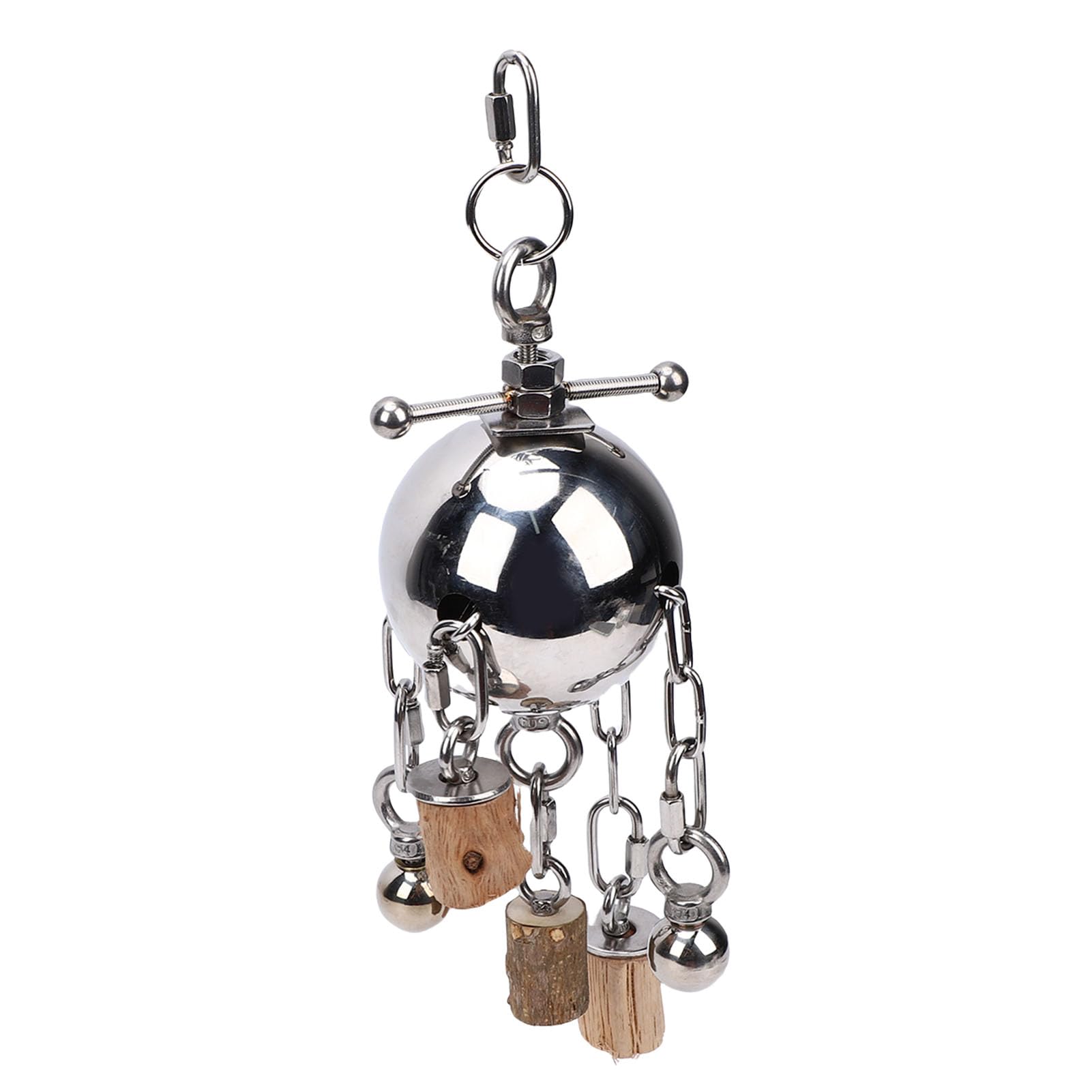 Topiky Jouet à Mâcher Suspendu en Acier Inoxydable, avec Cloche, pour Perroquets de Grande et Moyenne Taille, Enrichissement de la Cage, Soulagement de l'anxiété, Jeu Interactif