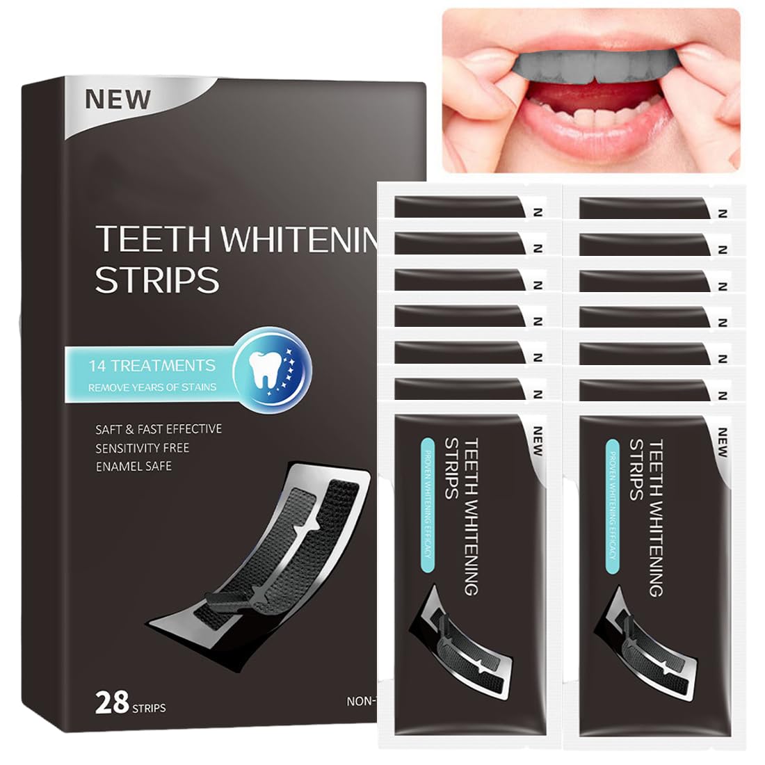 Tomedeks 28 Strips Teeth whitening Strips, Teeth whitening kit, Bamboo Charcoal