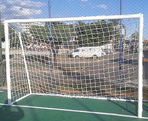 Par de rede para trave de gol futsal fio 8mm seda branca futebol de salão