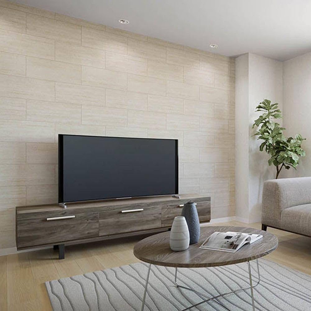 Amazon | 壁紙屋本舗 壁紙 生のり付き クロス タイル ベージュ