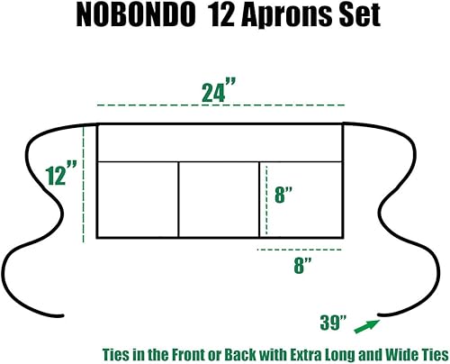 Miniatura 2 de NOBONDO Paquete de 3 delantales de camarera con 3 bolsillos, delantales de cintura para mujeres y hombres, medio delantal para camarero comercial,