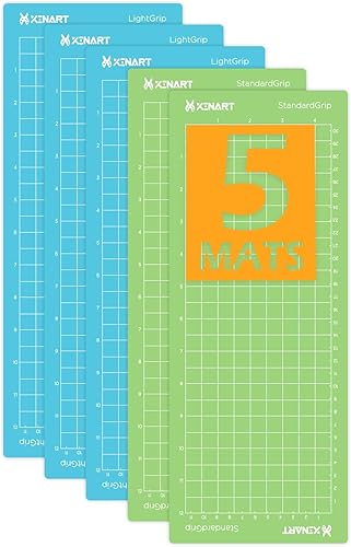 Xinart Alfombrillas de corte para Cricut Joy, 5 alfombrillas de 4.5 x 12 pulgadas (paquete de 3 ligeras + 2 unidades estándar), variedad de