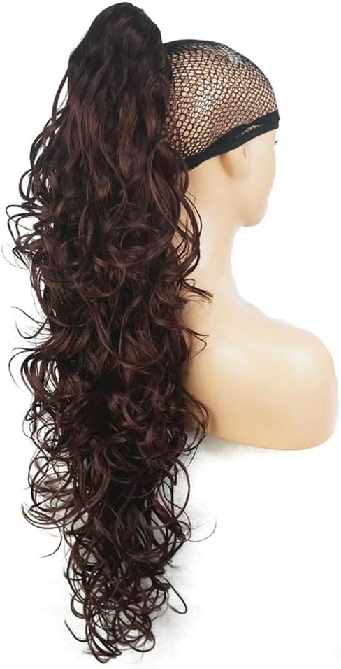 Lydell 30" Long Curly Styled Clip In Claw Ponytail Hair Extension Synthetic Hairpiece 280g with a jaw/claw clip (33 Dark Auburn) - Image 3