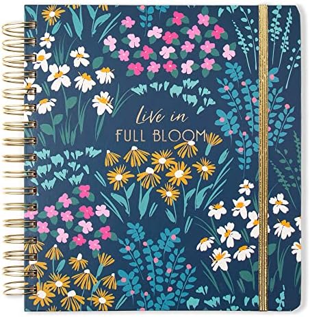 Votum 18-Month Day Large Planner, 2023-2024, Daily, Weekly & Monthly, July-December, Live in Full Bloom - Appointment Book with 3 Sticker Sheets, Twin-Ring Binding, Notes Pages - School & Work Planner