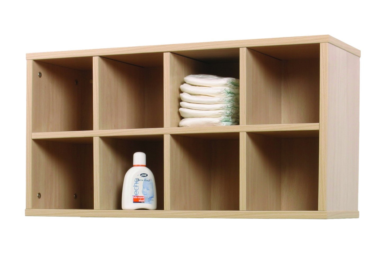 600703H18 - Mueble casillero con 8 Casillas, Madera, Color Haya, 80 x 28 x 42 cm