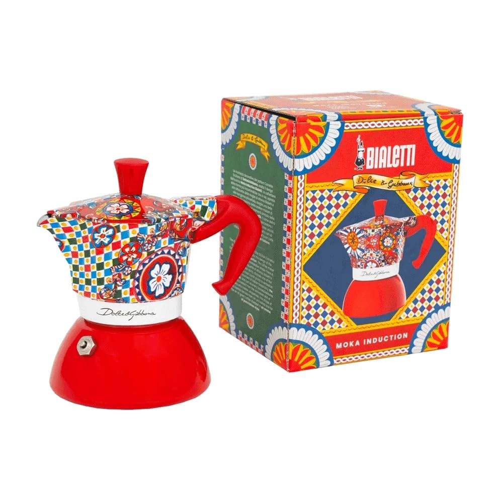 Bialetti Dolce & Gabbana MOKA INDUCTION 4 tazas, seguro para inducción y fuego abierto (cafetera, máquina de espresso, makinetta)