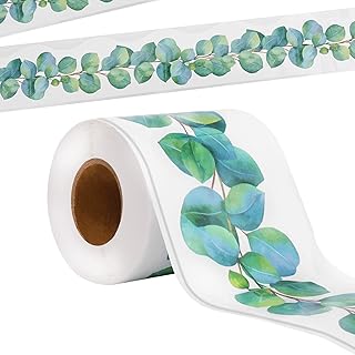 AIEX Eucalyptus Green Border Bulletin Board, 66ft/ 20m Bulletin Board Trim Tropical Leaves Bulletin Board Decorations for Back-to-School Classroom Home