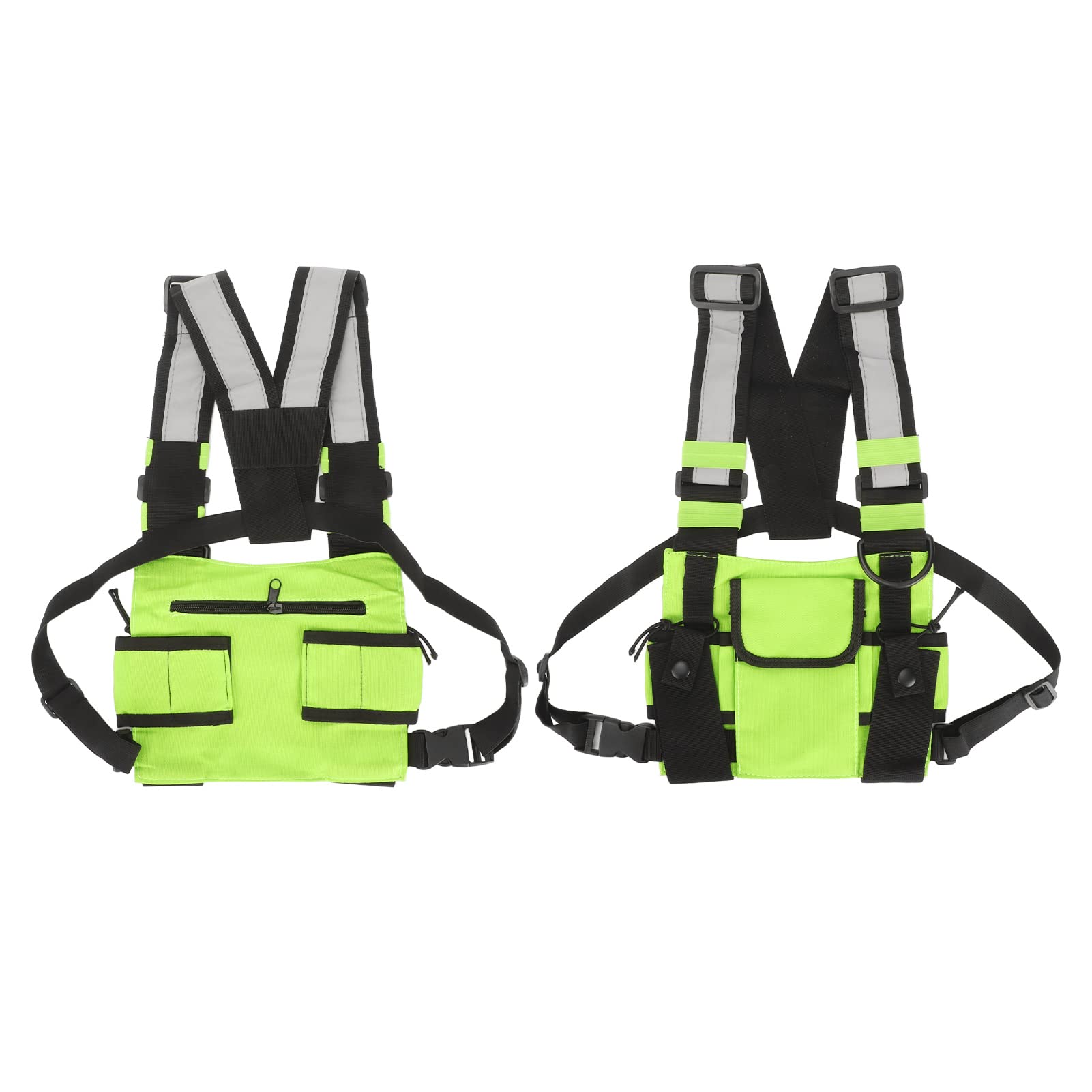 Universal Radio Harness Chest Rig Bag Ajustable Walkie Talkie Chest Pocket Holster Vest Green para Talleres de Producción Policial