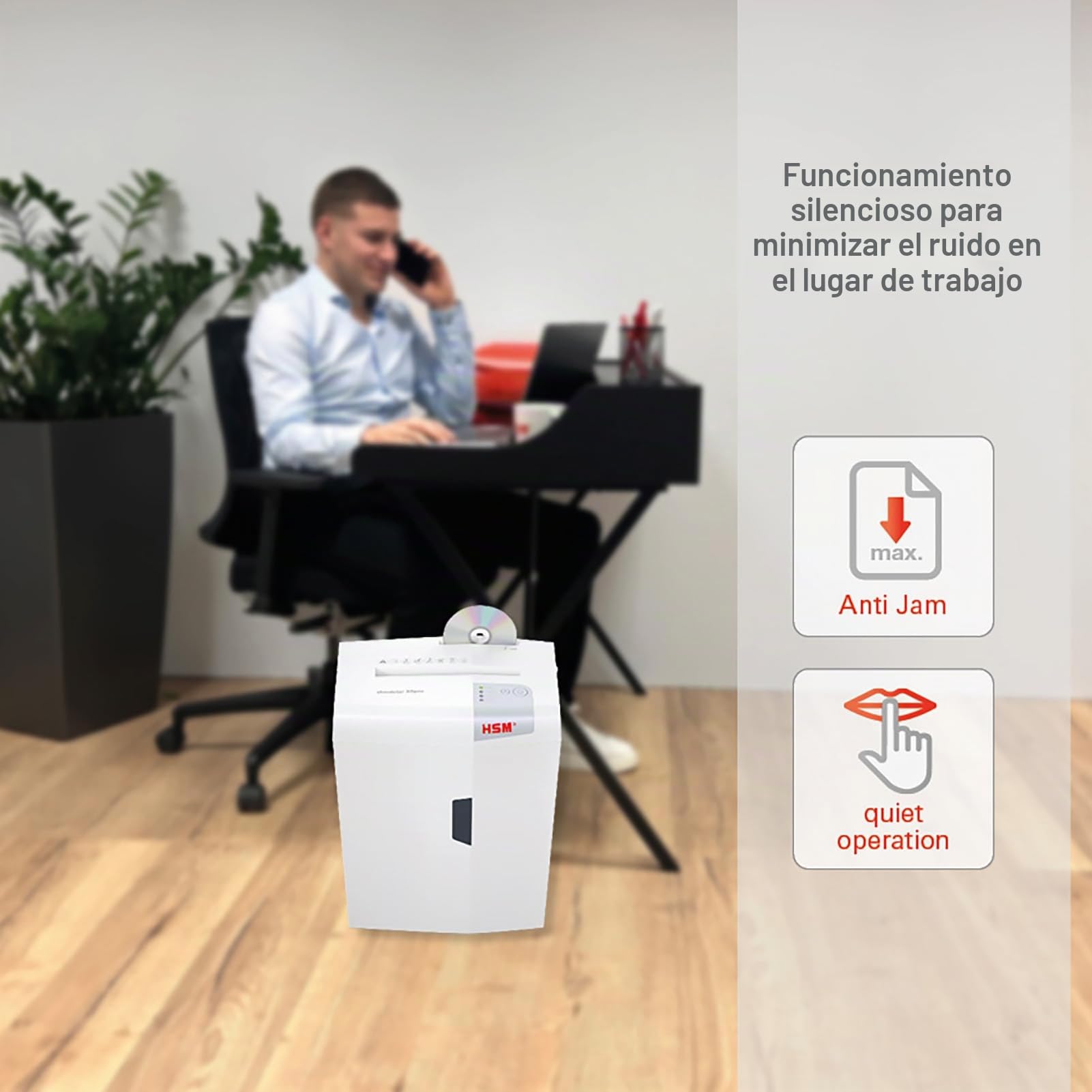 HSM Shredstar X6Pro - Destructora de documentos, 2 x 15 mm, color blanco plata | Volumen de recogida 20 l,