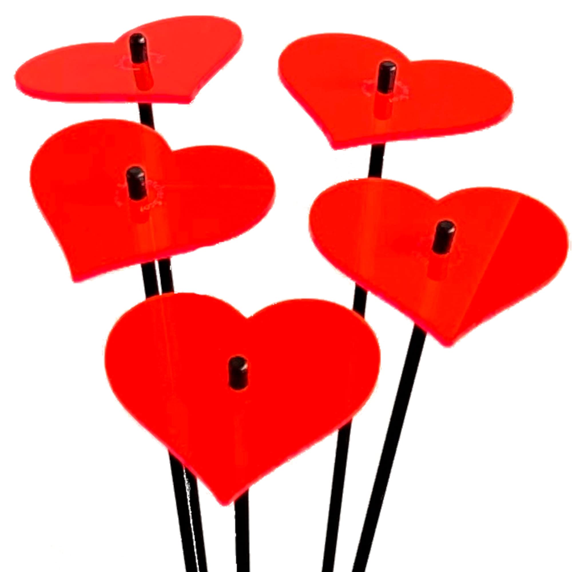 SunCatcher Ornaments Hearts Set of 5 Medium ative Stakes 50cm/19.7'' high Indoor Outdoor Yard Great ers Gift, Colour:Fluorescent Red