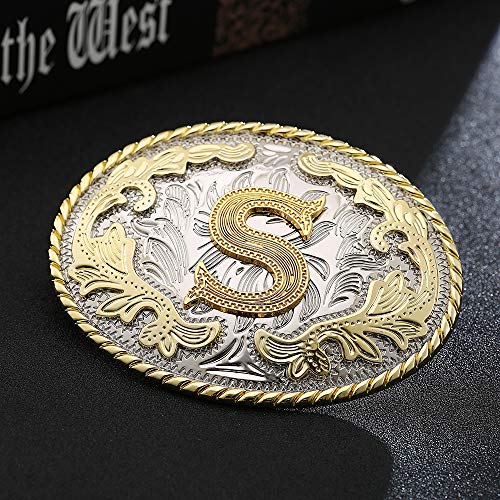 image for HUABOLA CALYN Western Belt Buckle Initial Letters ABCDEFG to Y-Cowboy 