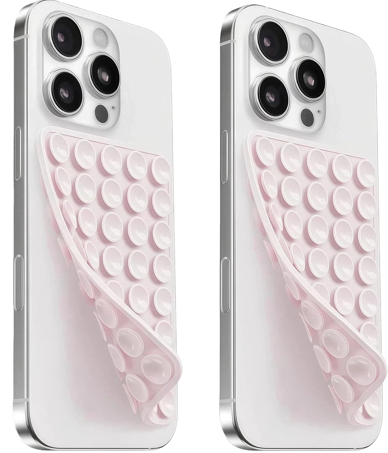 (2 Pack) Suction Cup Phone Case Mount Double Sided, Light Pink &amp; Light Pink | Silicone Sticky Phone Grip with Higher Suction Power for Cell Phone, Hands-Free Phone Accessories for Selfies and Videos