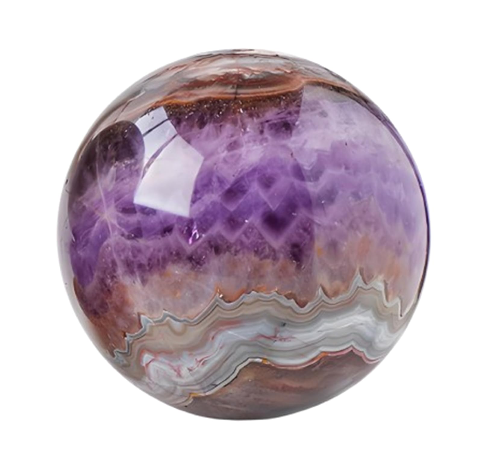 DPURPIWADY Dream Amethyst Crystal Ball, Crystals Quartz Sphere with Wood Stand, Stone Scrying for,Home Office Decor,Decoration,9~9.5cm
