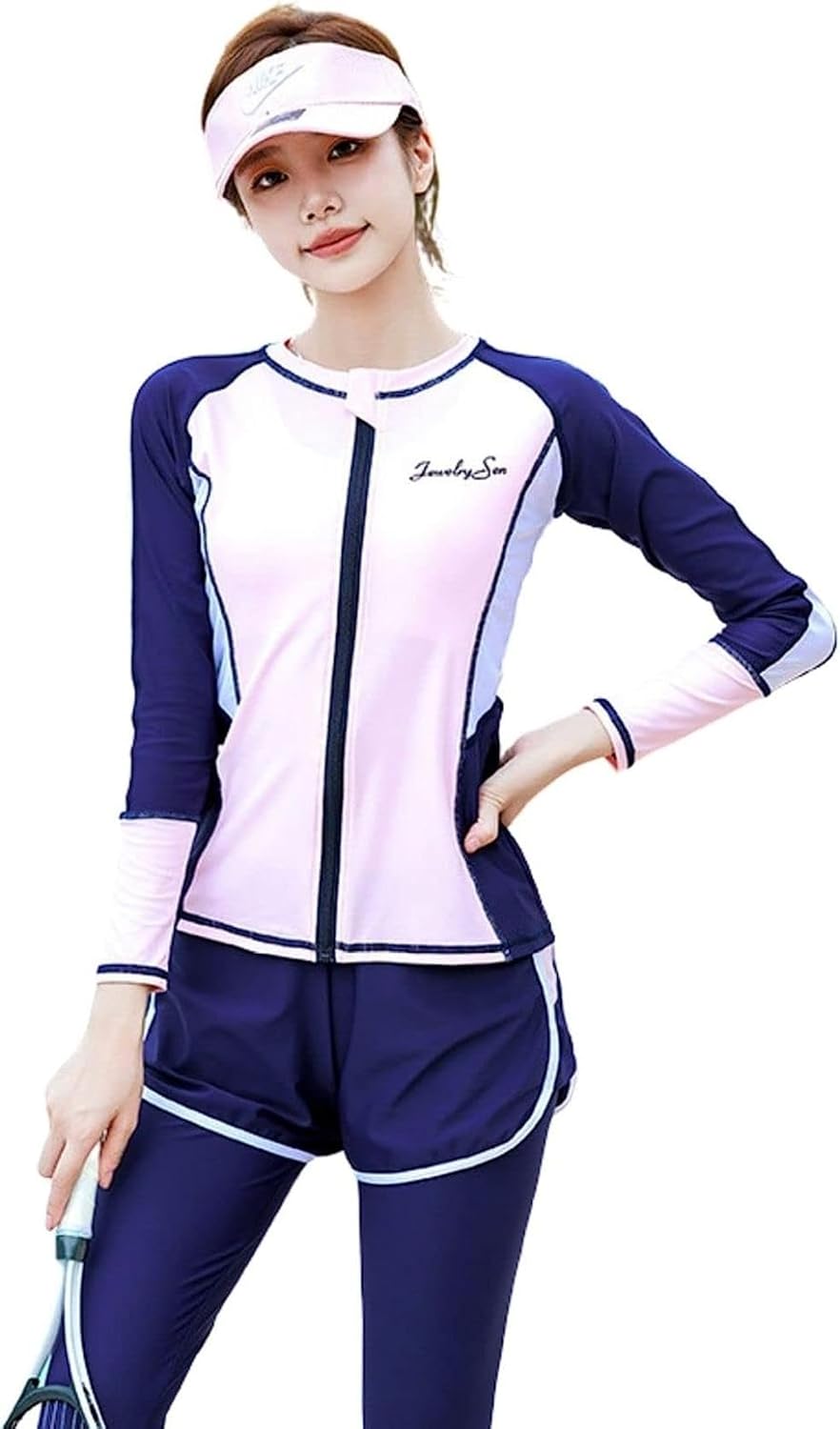 [Vic Gray] 水着 レディース スイムドレス 保守水着 競泳水着 女性用 着痩せ 吸汗速乾 レギンス タンクトップ フィット