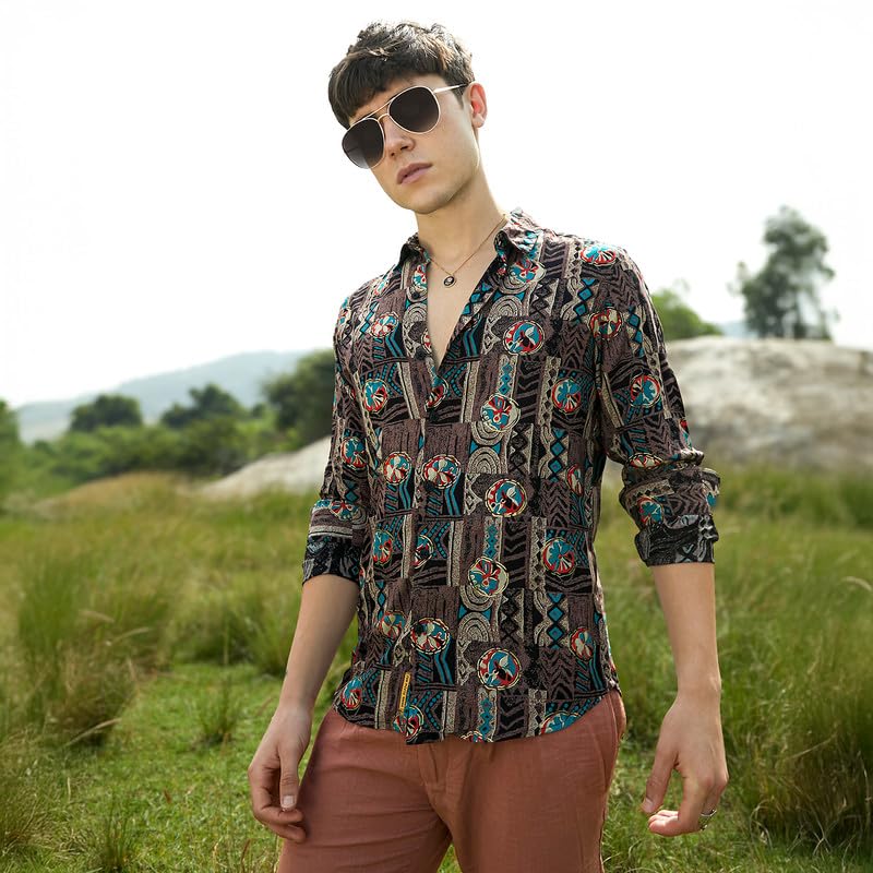 Image of CAHOOT Men's Shirt for Casual Wear | Spread Collar | Long Cuffed Sleeves | Button Closure | Shirt Crafted with Comfort Fit for Everyday Wear