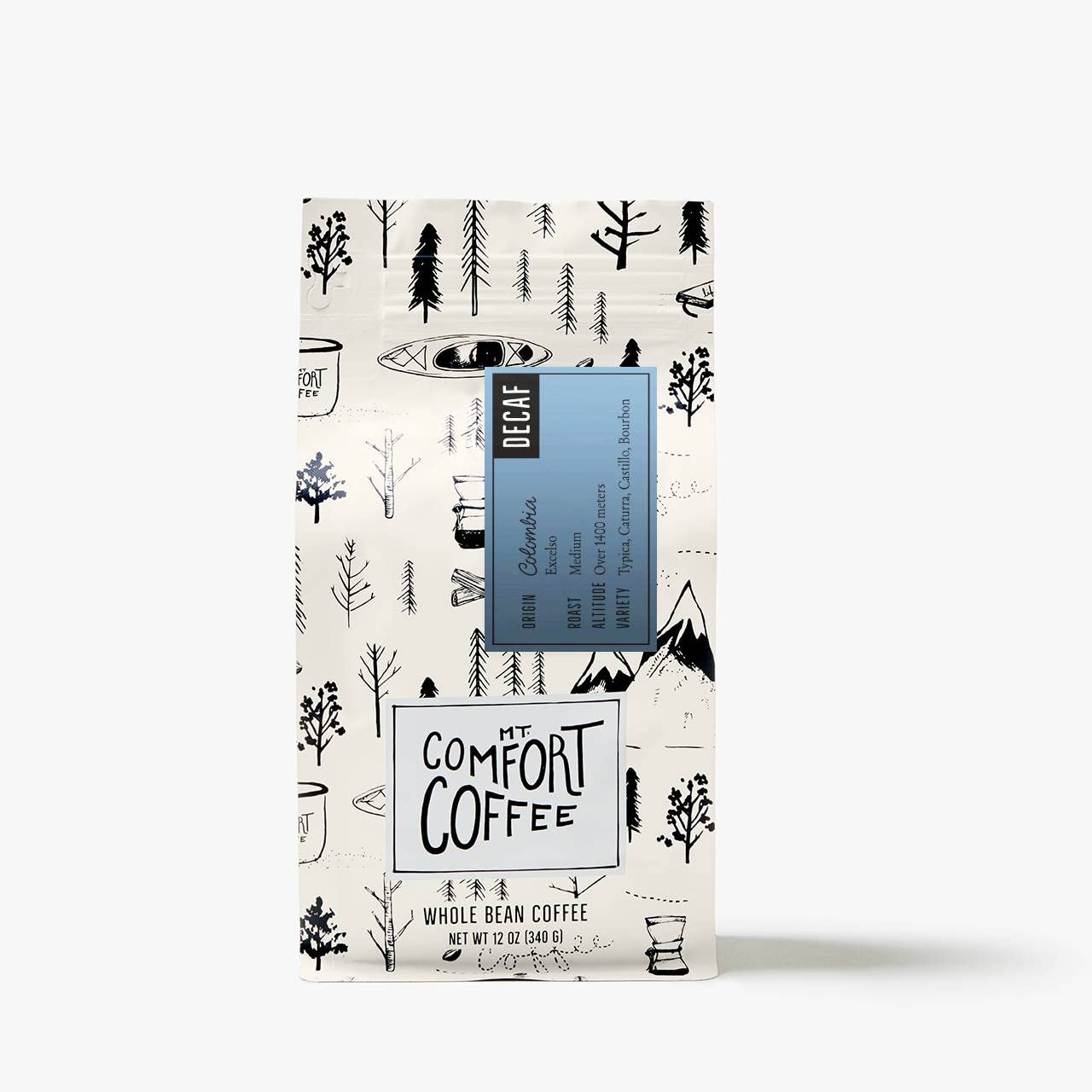 Mt. Comfort Coffee Espresso Roast & Decaf Medium Roast, 12 oz Bag, (Pack of 2) - Flavor Notes of Chocolate & Caramel - Roasted Whole Beans