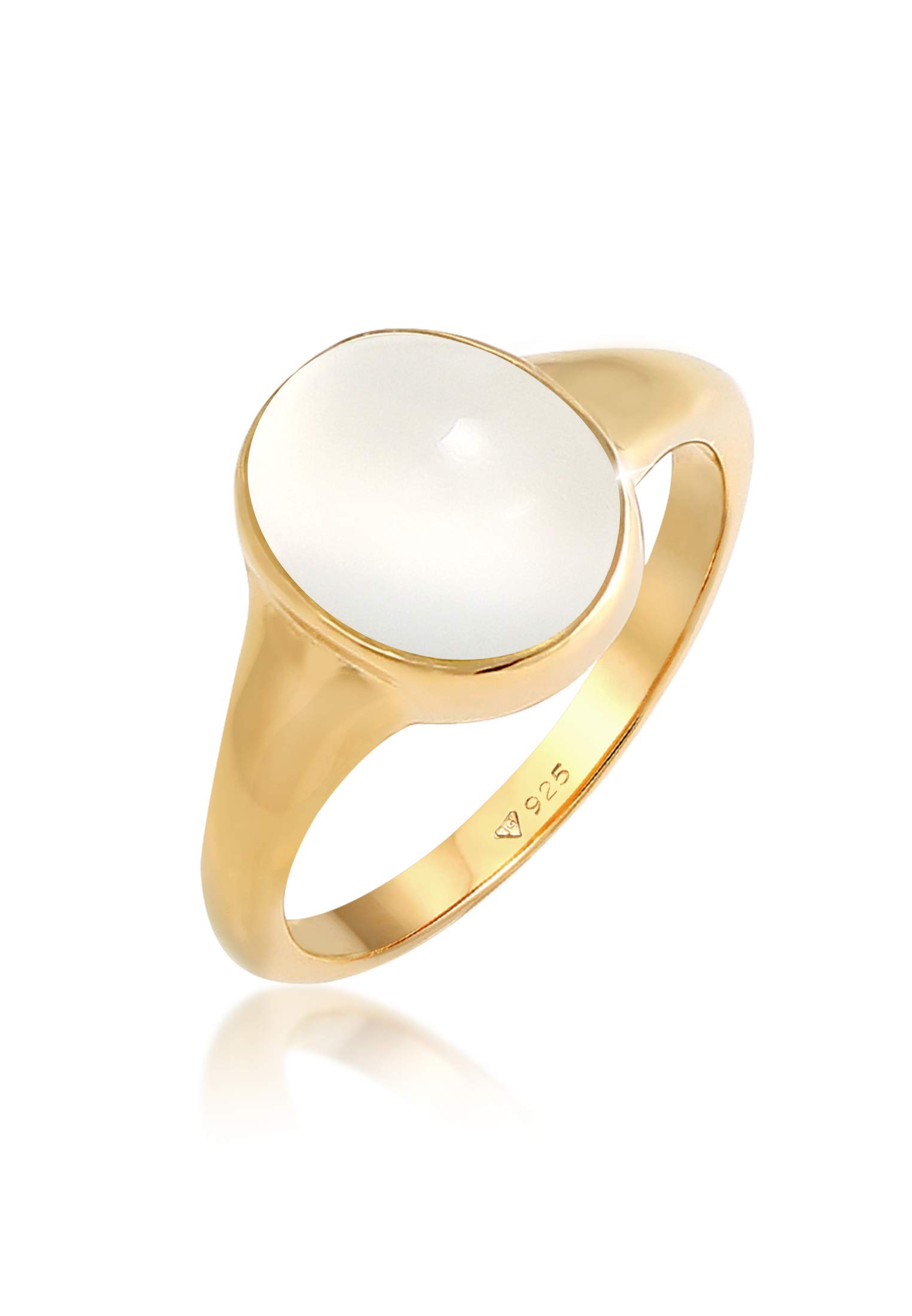 Elli Ring Damen Siegel mit Mondstein 925 Silber Vergoldet