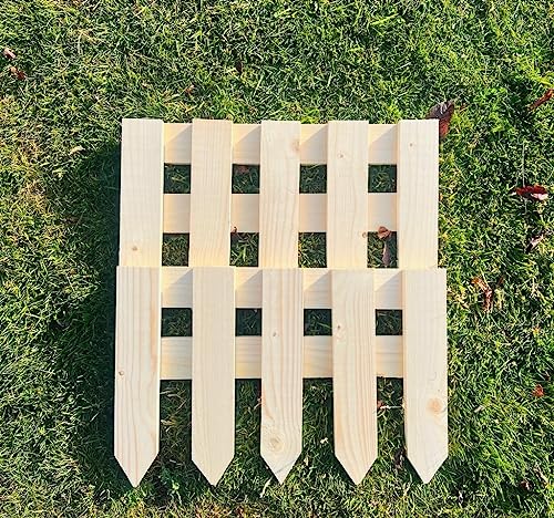 STOREX Small Wooden Panel Picket Fencing Garden Wood Path Panel Border Fence Set Border Outdoor Decor Wall in Pack of 1 / Pack of 2 / Pack of 3 / Pack of 5 Fence (Pack of 1 Fence)