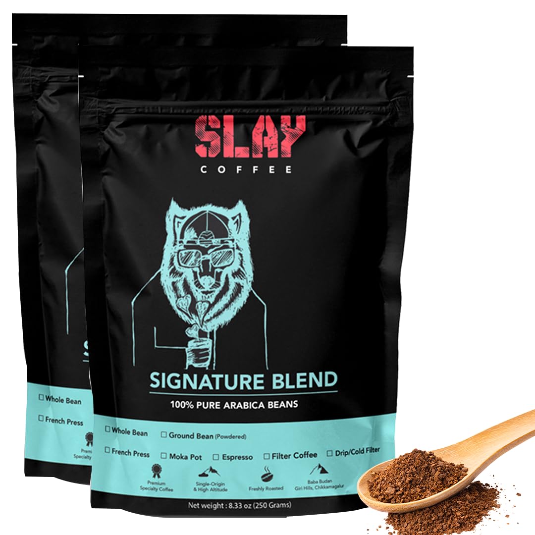 SLAY Signature Pure 100% Arabica Roasted Ground Coffee Powder Bag, Freshly Roasted, Single Origin, Medium Roast, 250gms * 2 units (B08JG8D63X) Amazon Price History, Amazon Price Tracker
