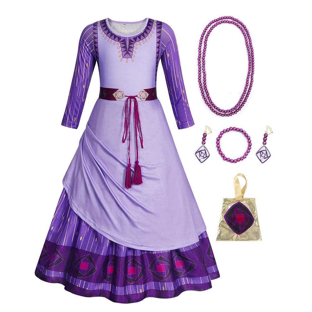 AmzBarley Wish Asha Costume Dress for Girls Asha Princess Gown Costumes With Accessories