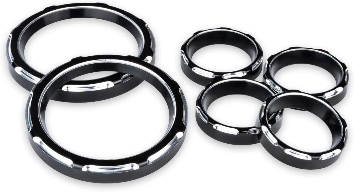 KATUR 4 "Copertura Tachimetro Electra Glide Gauge Cover Harley Road King 2" Gauge Cover Road Glide Gauge Burst Bezel Kit per Harley Street Glide 1996-2013 02 03 04 05 06 07 08 (Nero)
