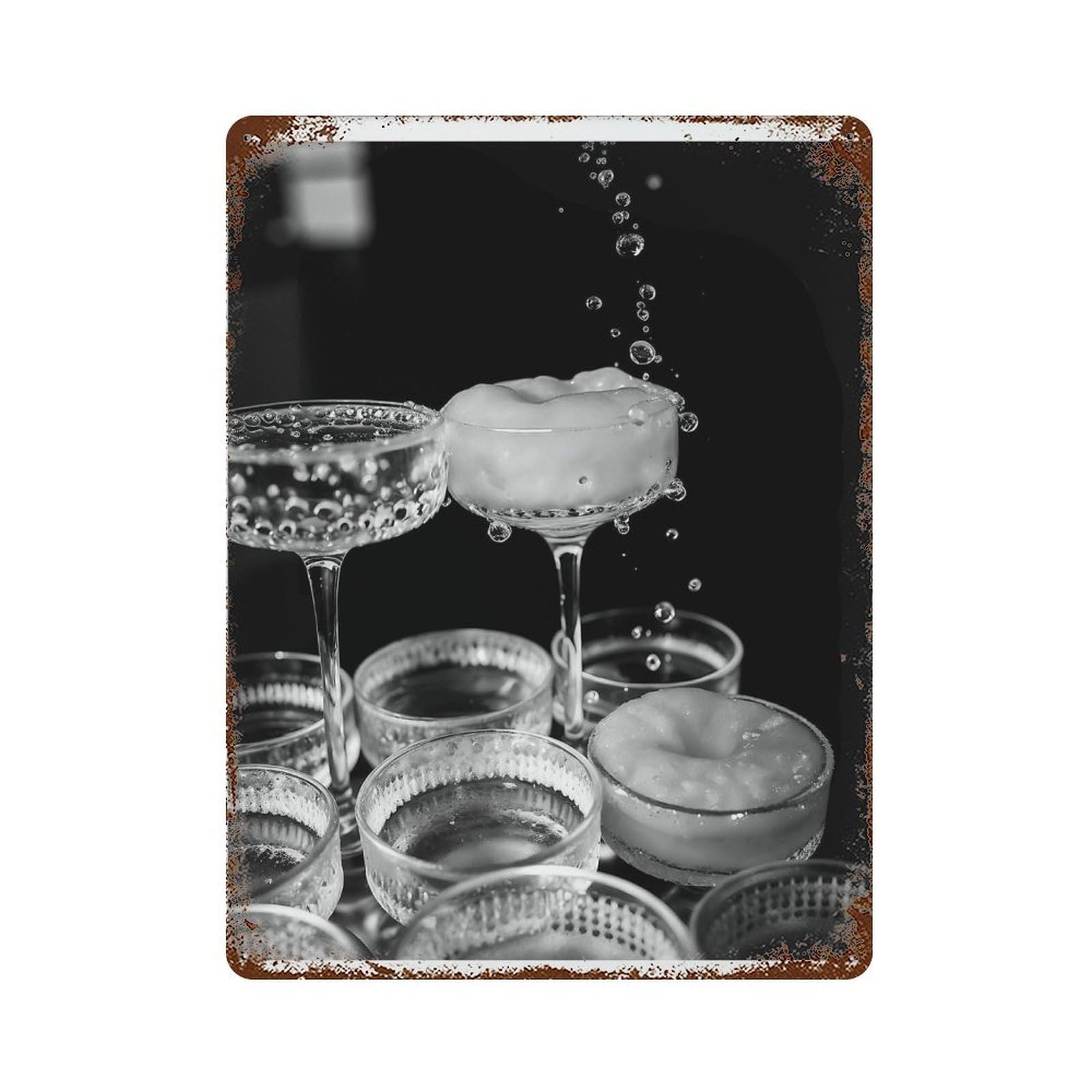 xiaoxiaoshen Champagne Print Wall Decor Art Metal Tin Poster Modern Home Decor Art Home Bar Shop Decorations Vintage Sign 40x30cm