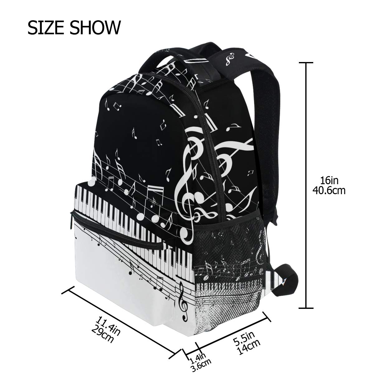 Rucksack, abstrakte Musik, Klaviernote, multifunktional, Tagesrucksack für Männer, Frauen, Jungen, Mädchen, Reisen, Wandern, Camping, Schule, Büchertasche
