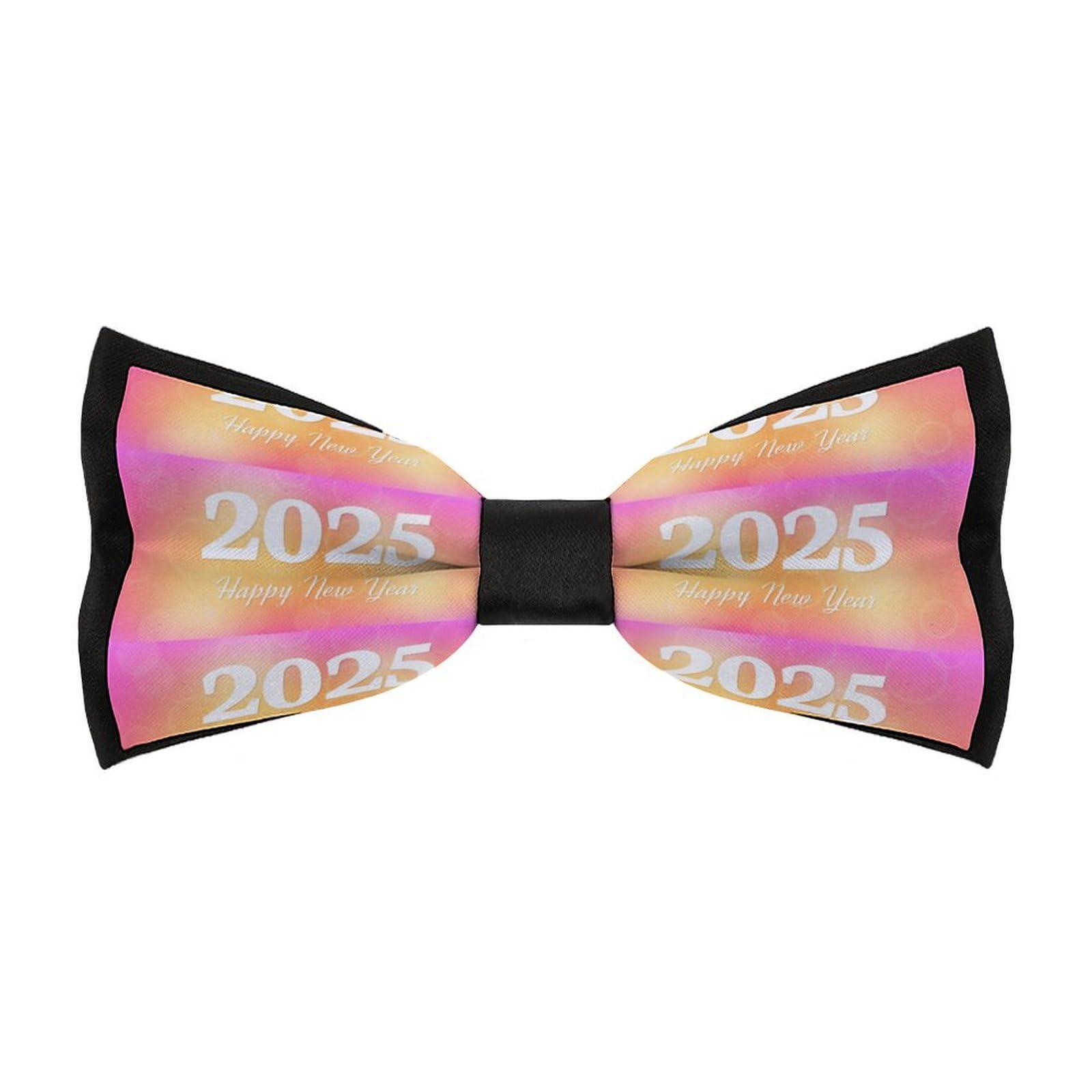 Jyyau Happy New Year 2025 Bow Tie Adjustable Necktie For Men Business Fashion Pre-tied Tie Neckwear Novelty Accessory For Weddings Party Festival