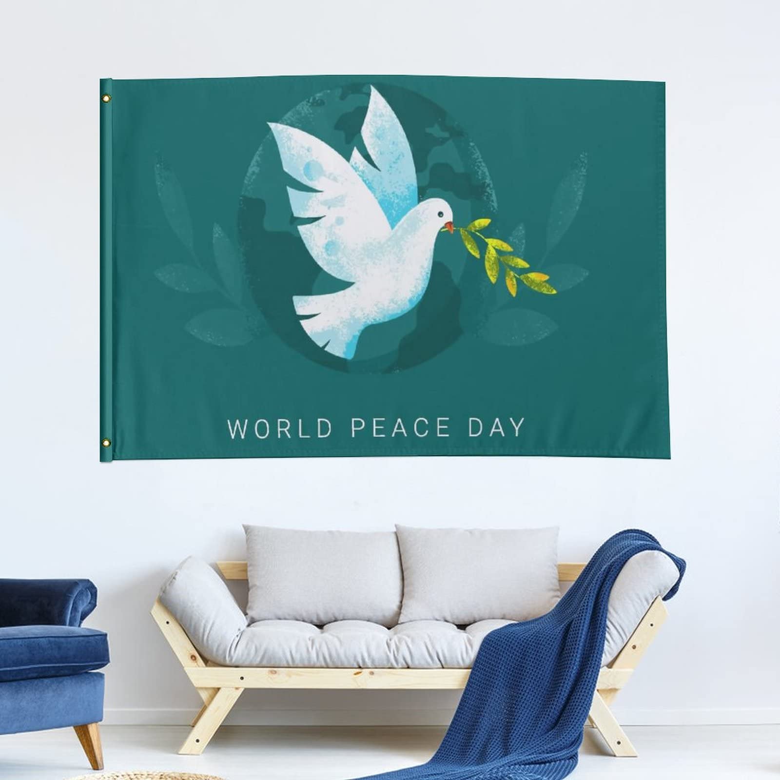 Premium Friedensflagge 90x150 Cm - Doppelseitig Bestickt, Wetterfest Für Garten & Hausdeko