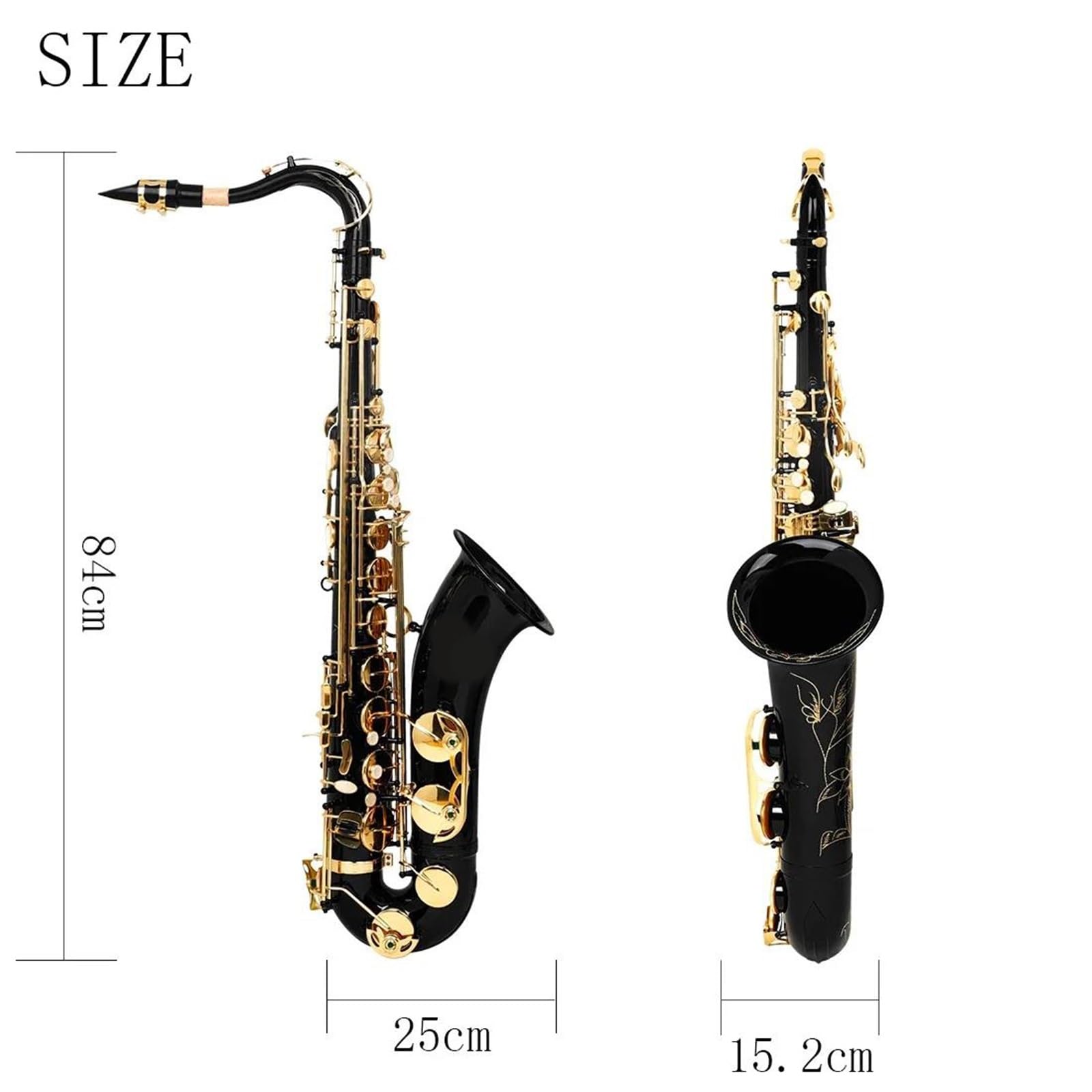 Saksofon Tenorowy Bb Profesjonalny Instrument Dęty Z Futerałem Zestaw Do Czyszczenia Paska Stroikowego I Innymi Akcesoriami Saksofon