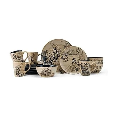 Mossy Oak Animal Print 16 Piece Dinnerware Set, Service for