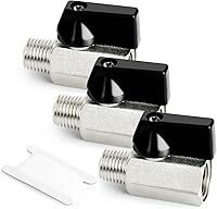 GASHER 3-Pack 1/4 Inch Mini Brass Ball Valves - Male/Female NPT Threads, 150 PSI Corrosion-Resistant Shut-Off Valves