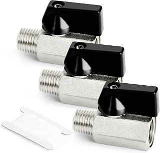 GASHER 3-Pack 1/4 Inch Mini Brass Ball Valves - Male/Female NPT Threads, 150 PSI Corrosion-Resistant Shut-Off Valves