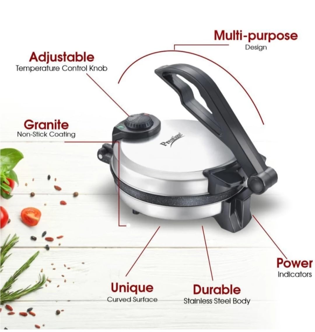 Prestige Multi-Purpose Roti Maker with 900W Power, 20x22 cm Dimensions, Multicolour — Amazon image 4